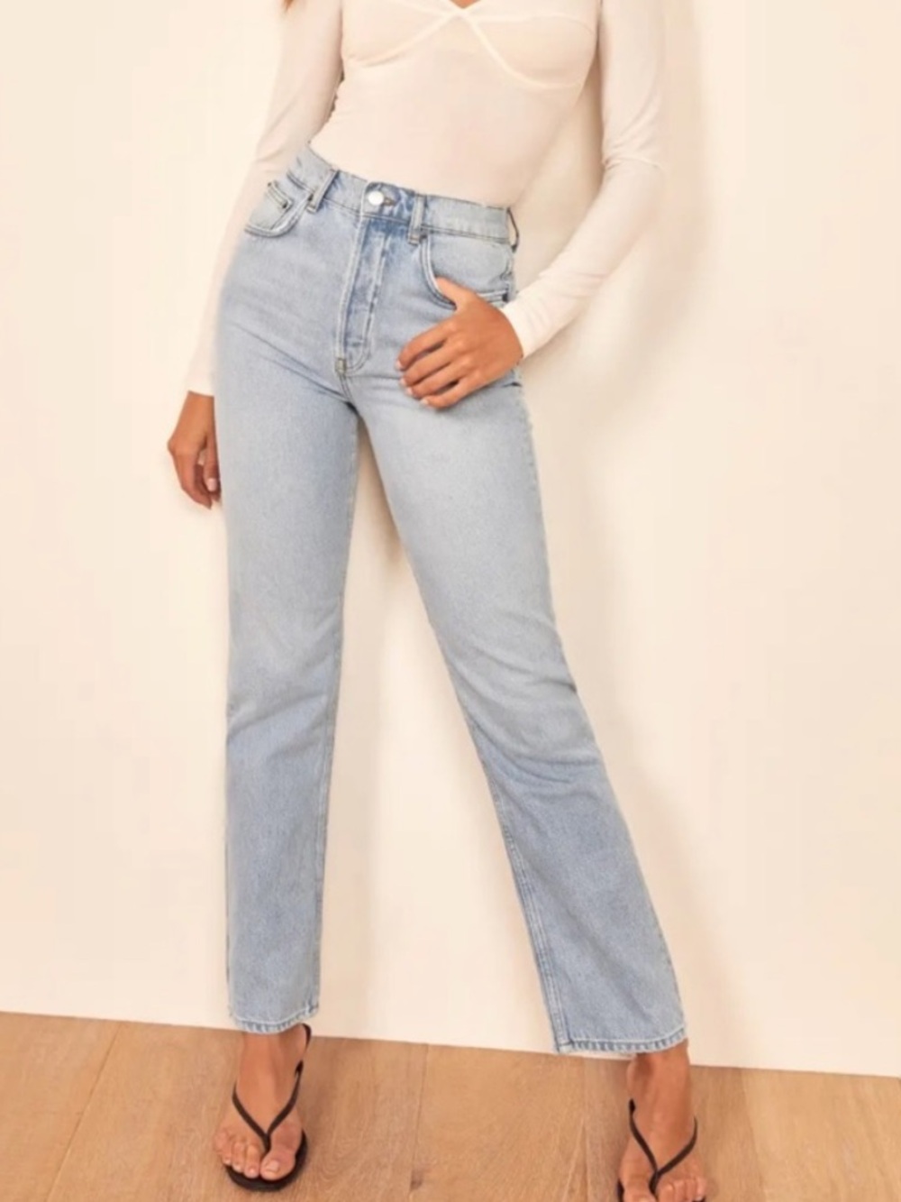 Reformation straight leg high rise Cynthia 29 Tahoe wash preowned